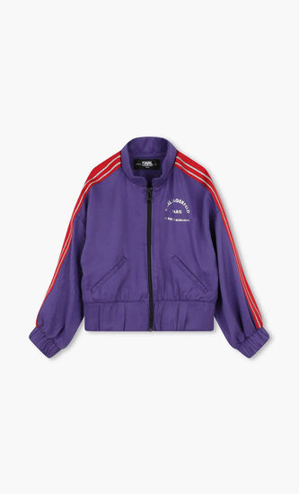 Logo Print Striped Bomber Jacket