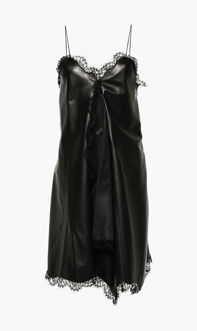 LACE NAPPA SLIP DRESS BLACK NO COLOR