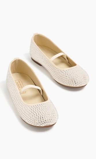 Swarovski Crystals All Around Decorated Suede Leather Ballerinas