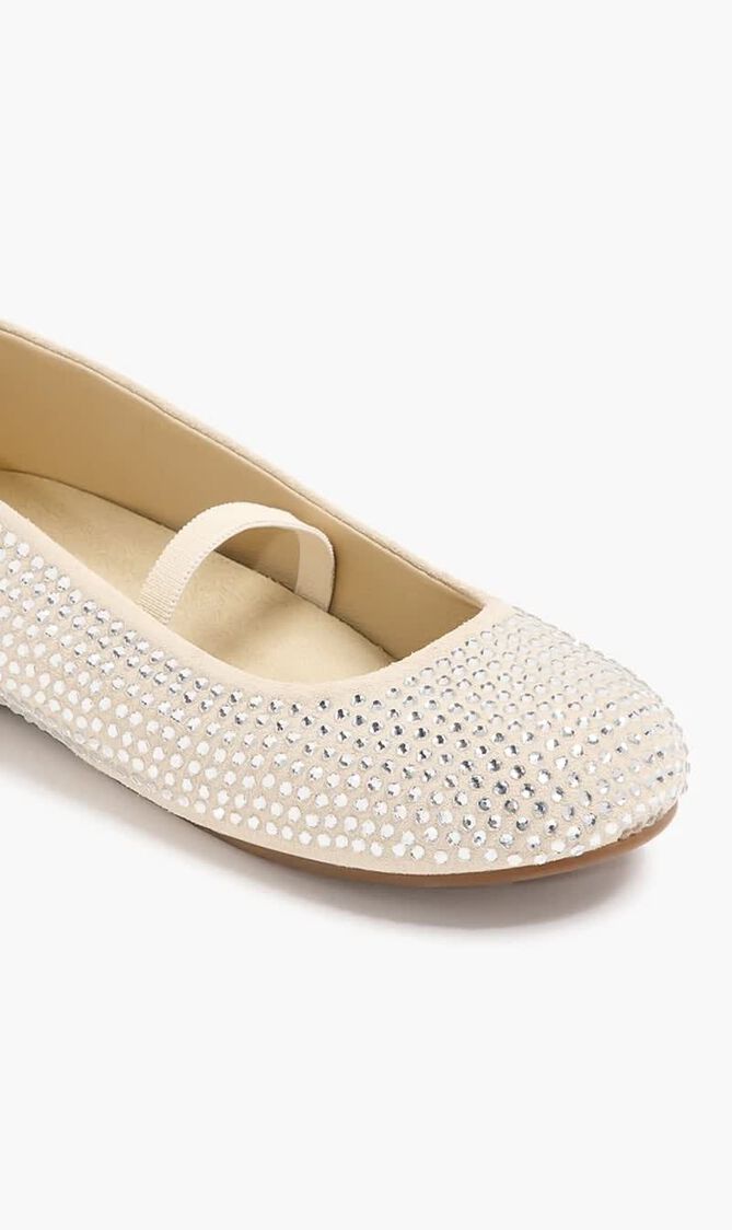 Swarovski Crystals All Around Decorated Suede Leather Ballerinas