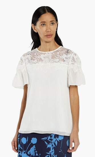 Lawri Lace Panel Woven T-Shirt