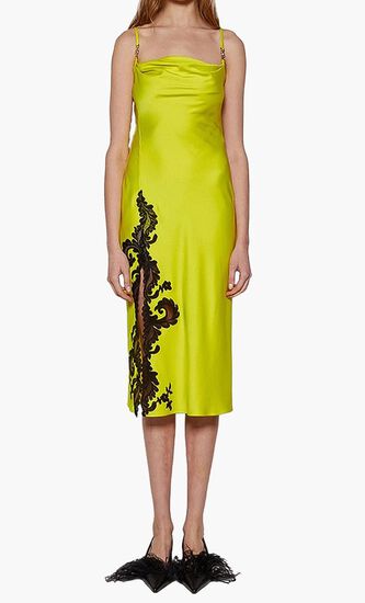 Barocco Lace Cowl Midi Dress