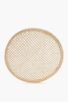 مفرش للطاولة منسوج من الخوص بتصميم دائري الشكل