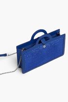 Blue Rhinestone Tropicalia Long Wallet With Chain Strap
