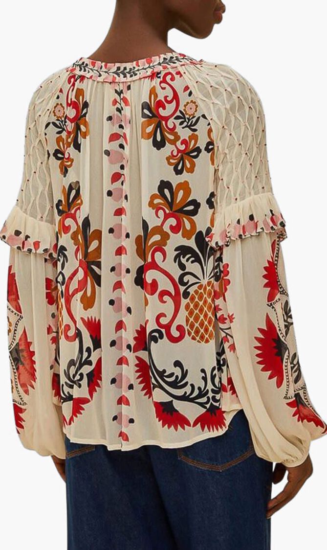 Cashew Mandala Smocked Blouse