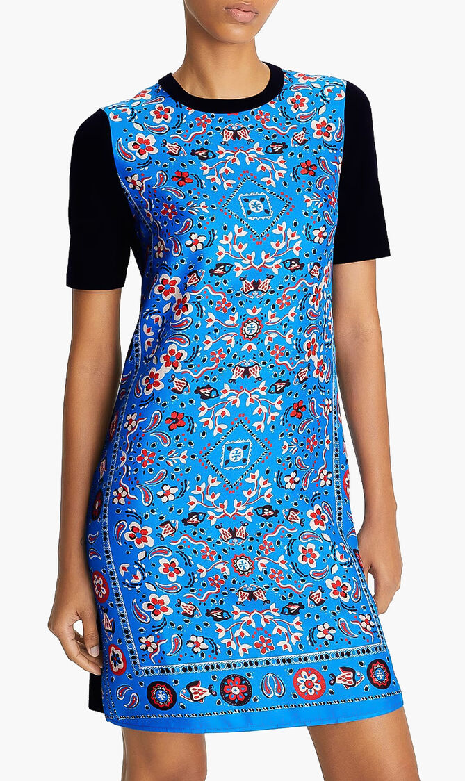 Silk Front Sweater Dress