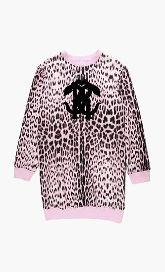 Animal Print Sweatshirt Dress