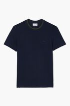 Stretch T-Shirt With Striped Pique Collar