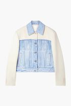 PANELED LIGHT VINTAGE BLUE DENIM AND TWILL JACKET