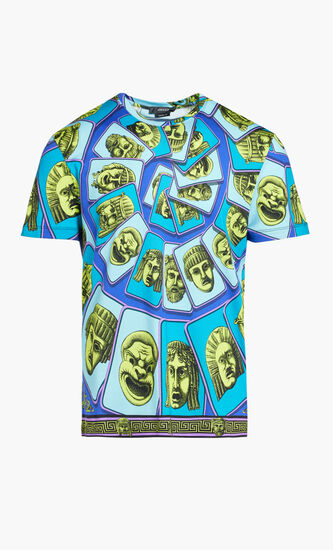 T-SHIRT ORGANIC COTTON JERSEY FABRIC WITH MASKS FOULARD PRINT