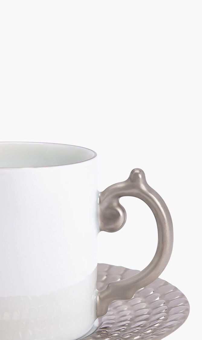 Aegean Coffee Cup & Saucer Silver Set Of 2