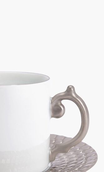 Aegean Coffee Cup & Saucer Silver Set Of 2