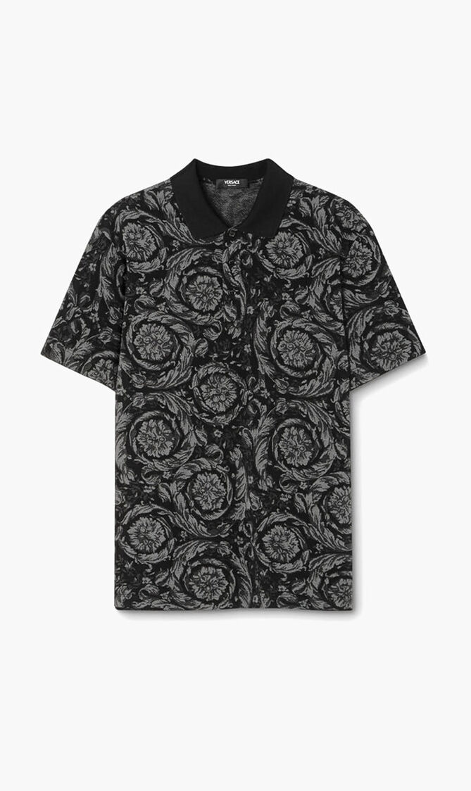 Jacquard Cotton Pique Polo Shirt