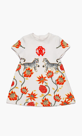 Flowered Tiger Logo Dress