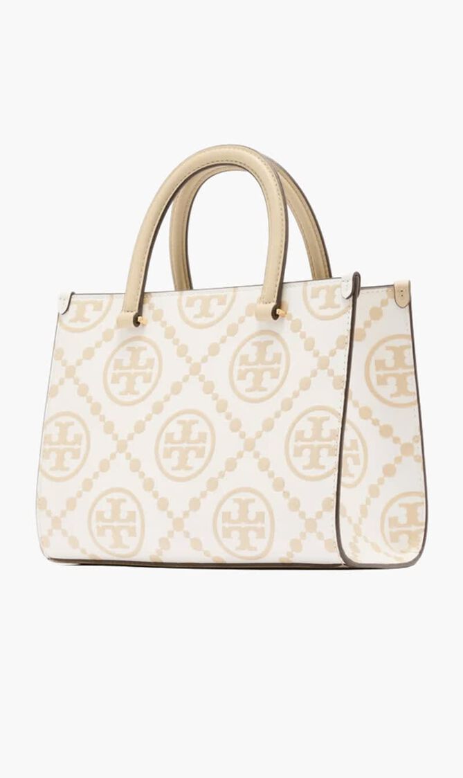 T Monogram Embossed Tote Bag