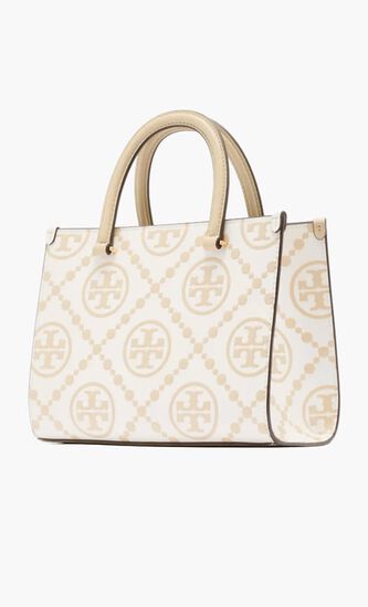 T Monogram Embossed Tote Bag