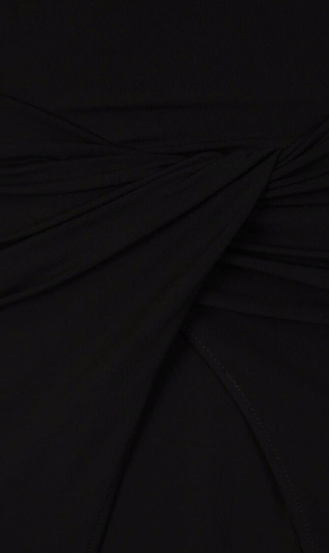 VI CREPE TWIST MIDI DRESS BLACK BLACK