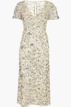 CHAMPAGNE SEQUINNED MIDI DRESS