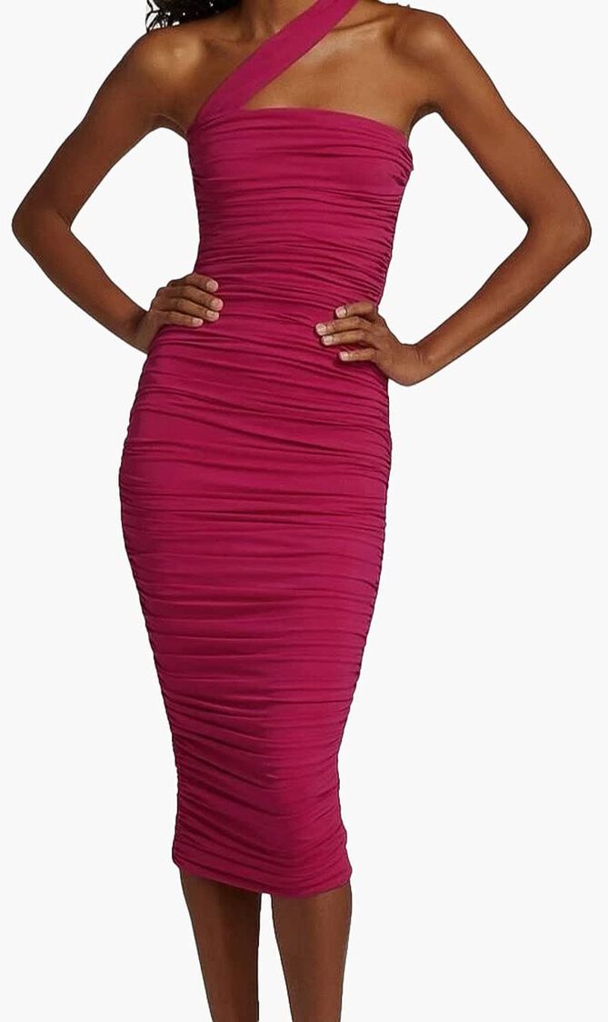 One-Shoulder Ruched Jersey Dress