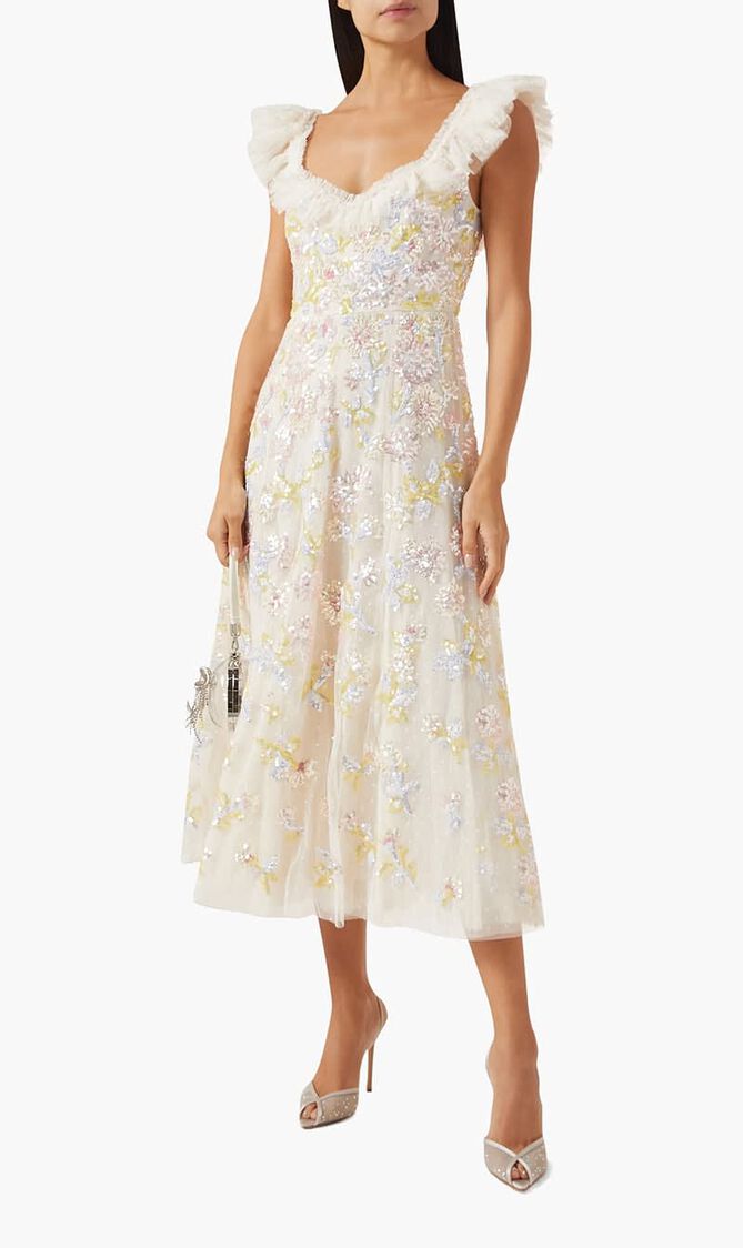 Sequin Dandelion Ruffle Ballerina Dress