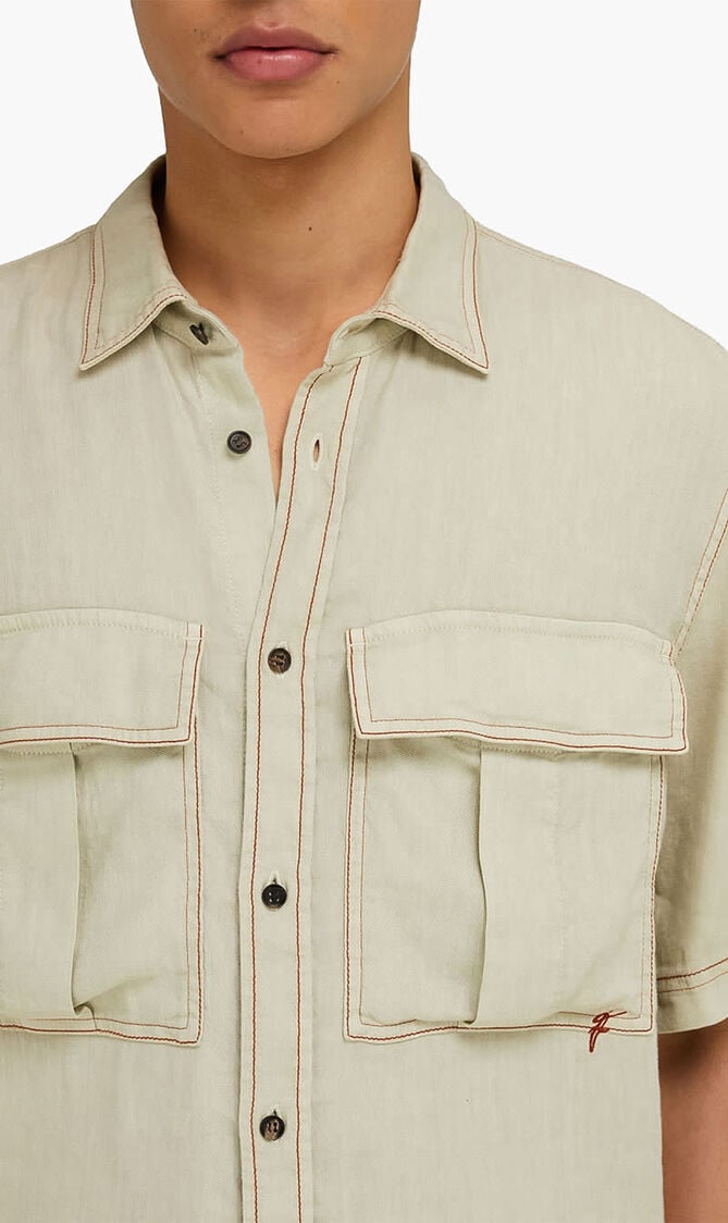 Linen and Lyocell Short Sleeve Shirt
