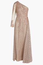 EMBELLISHED ONE SHOULDER A LINE GOWN