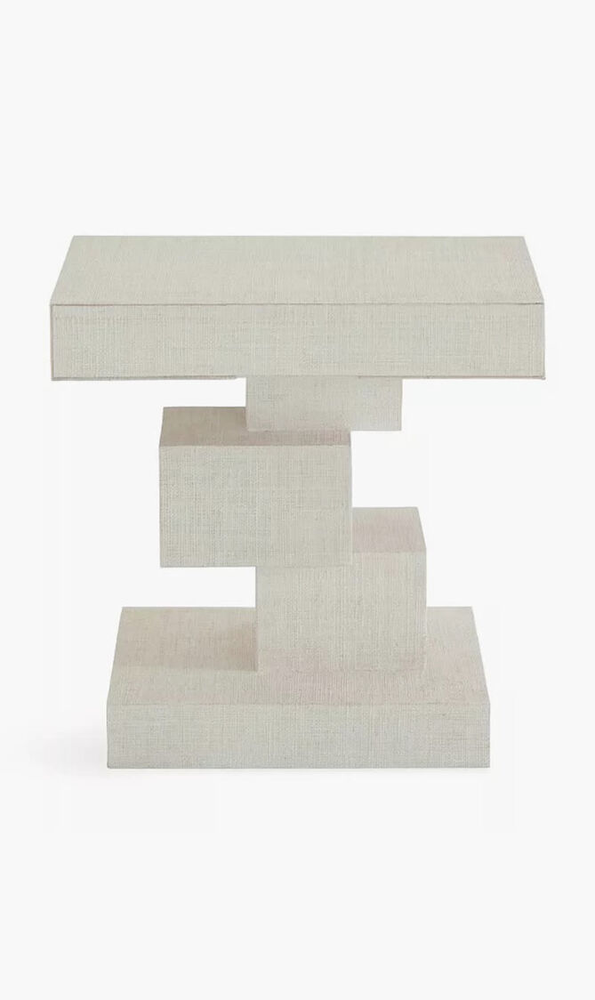 JNR CUBIST SIDE TABLE - IVORY RAFFIA - 32877