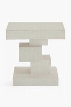 JNR CUBIST SIDE TABLE - IVORY RAFFIA - 32877