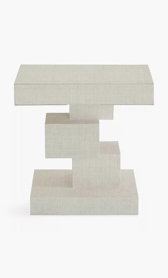 JNR CUBIST SIDE TABLE - IVORY RAFFIA - 32877