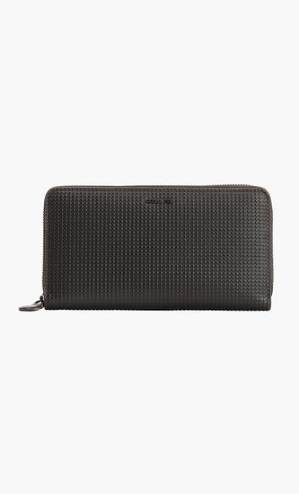 Stars Textured Leather Zip-Around Wallet