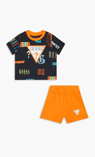 Logo Printed Cotton Set of T-shirt And Shorts