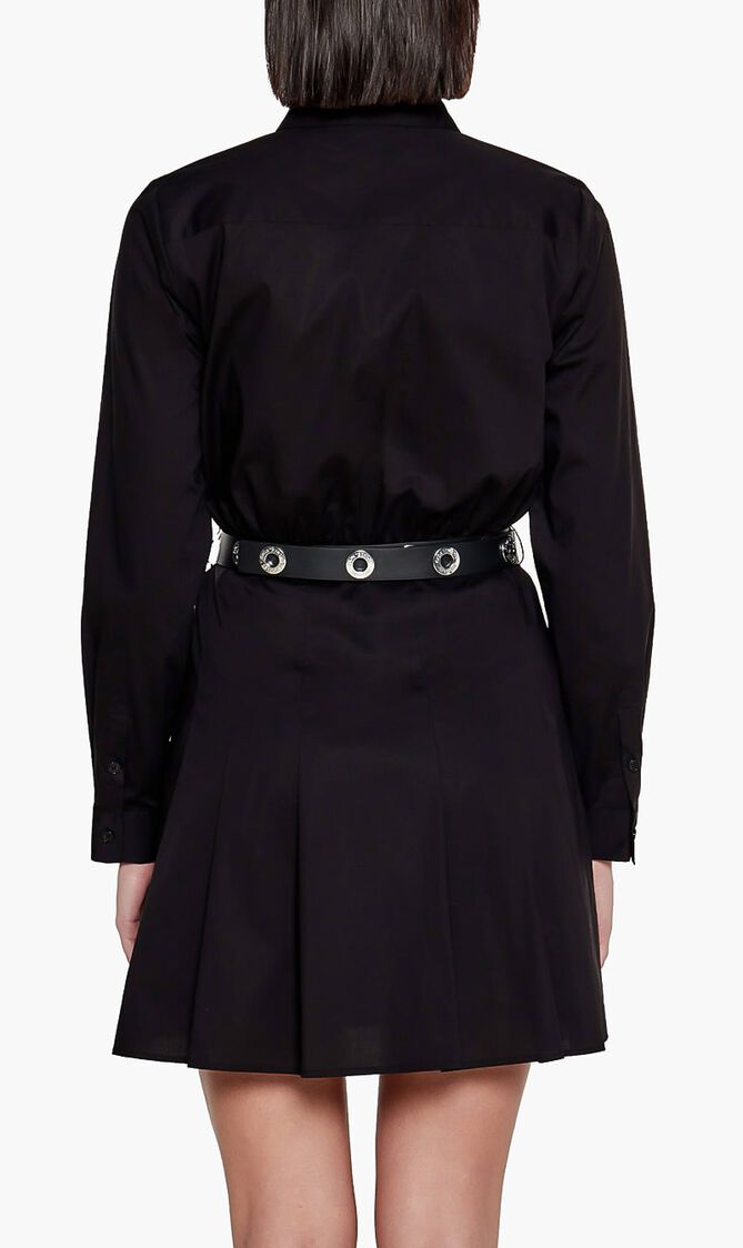 POPLIN PLEATED MINI DRESS