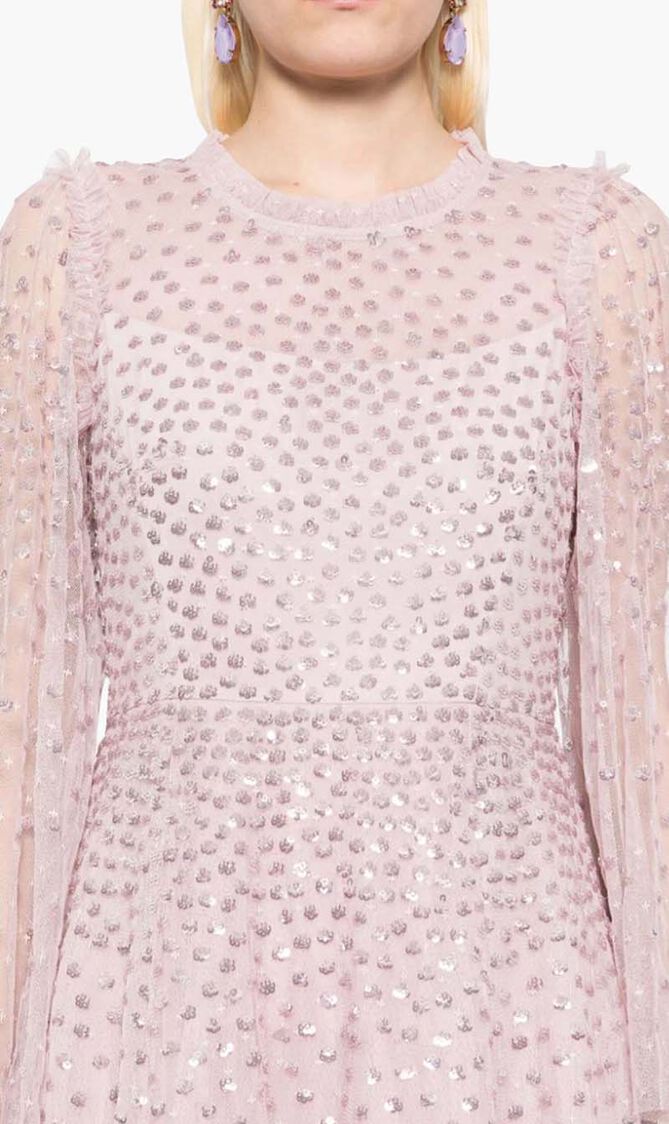 Scatter Dot Round Neck Ankle Gown