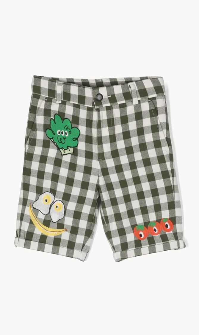 motif-embroidered cotton short