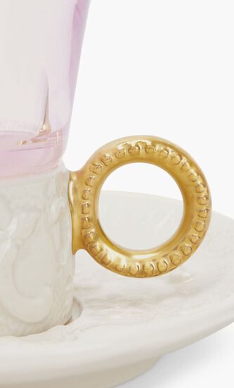 VLI RAMZ TEA CUP 15L X 15W X 10HWHT ANT GLD