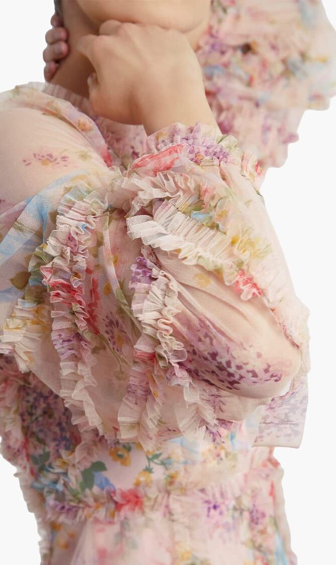 Floral Diamond Ruffle Ballerina Dress
