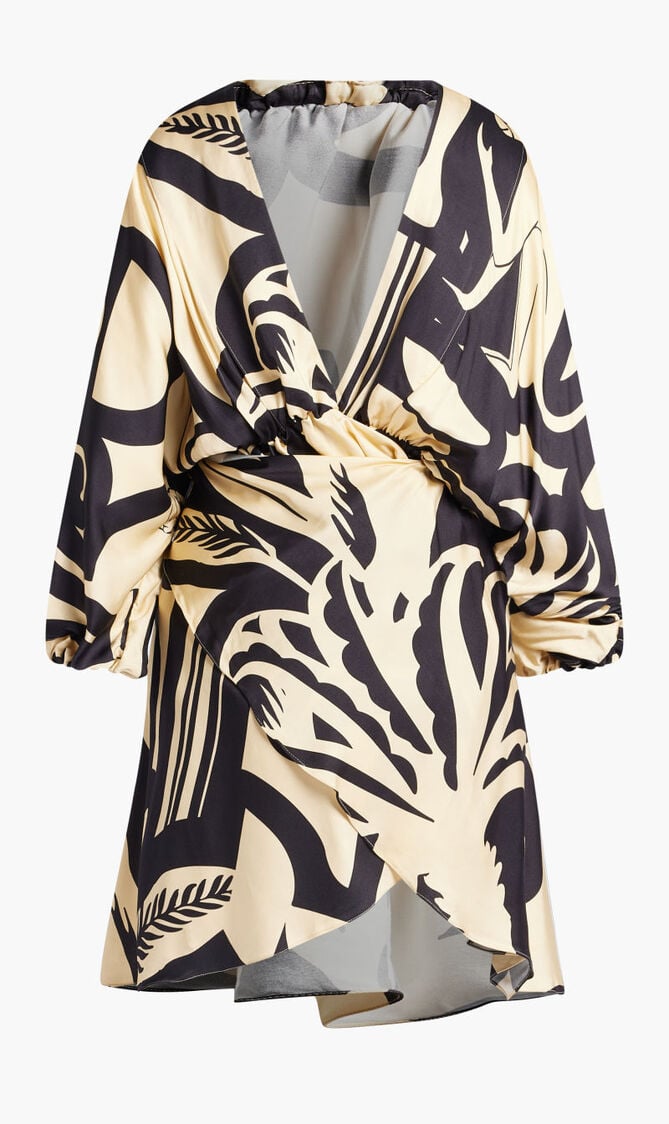 SHORT LONG SLEEVE WRAP DRESS