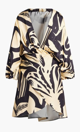 SHORT LONG SLEEVE WRAP DRESS