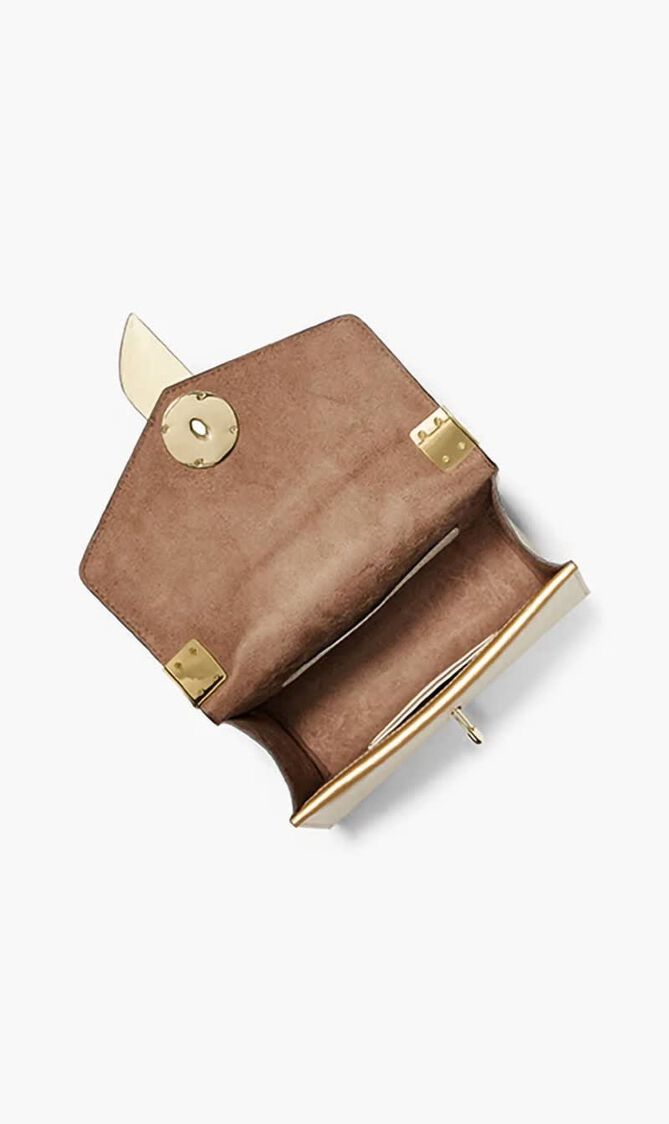 Small Metallic Saffiano Leather Crossbody Bag