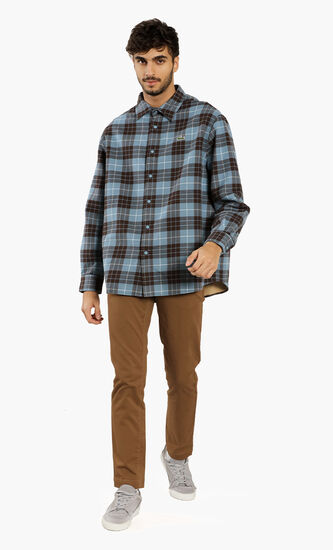 Lacoste L!VE Oversized Checkered Flannel Shirt