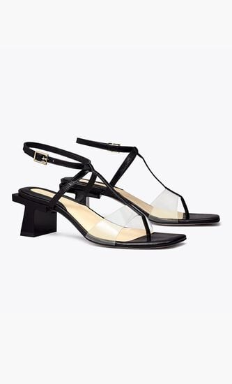 Strappy Lucite Heel Sandal