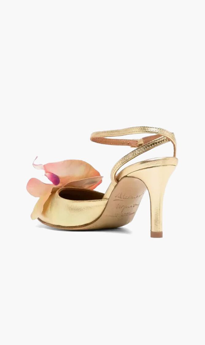 FLOWER GOLD LEATHER PUMPS