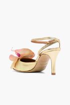 FLOWER GOLD LEATHER PUMPS