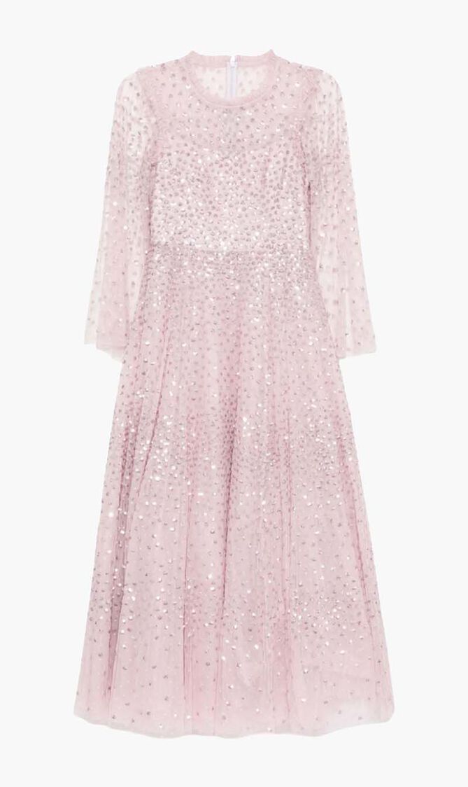 Scatter Dot Round Neck Ankle Gown