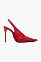 Crochet-knit slingback pumps