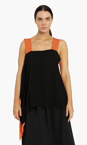 Bicolor Asymmetrical Ruffle Top