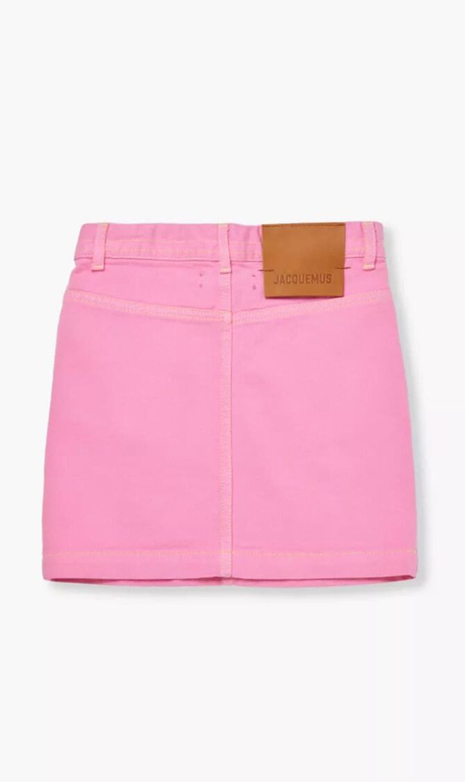 Contrast-Stitch Denim Mini Skirt