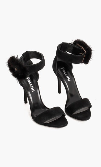 Fur Ankle Strap Sandals