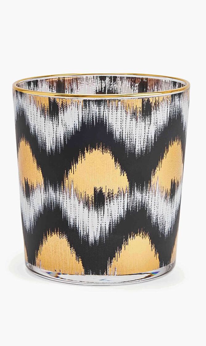 LMS IKAT GOLD GLASS TUMBLER - BLACK GOLD