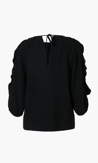 Ruffle Cut Sleeves Crepe Top